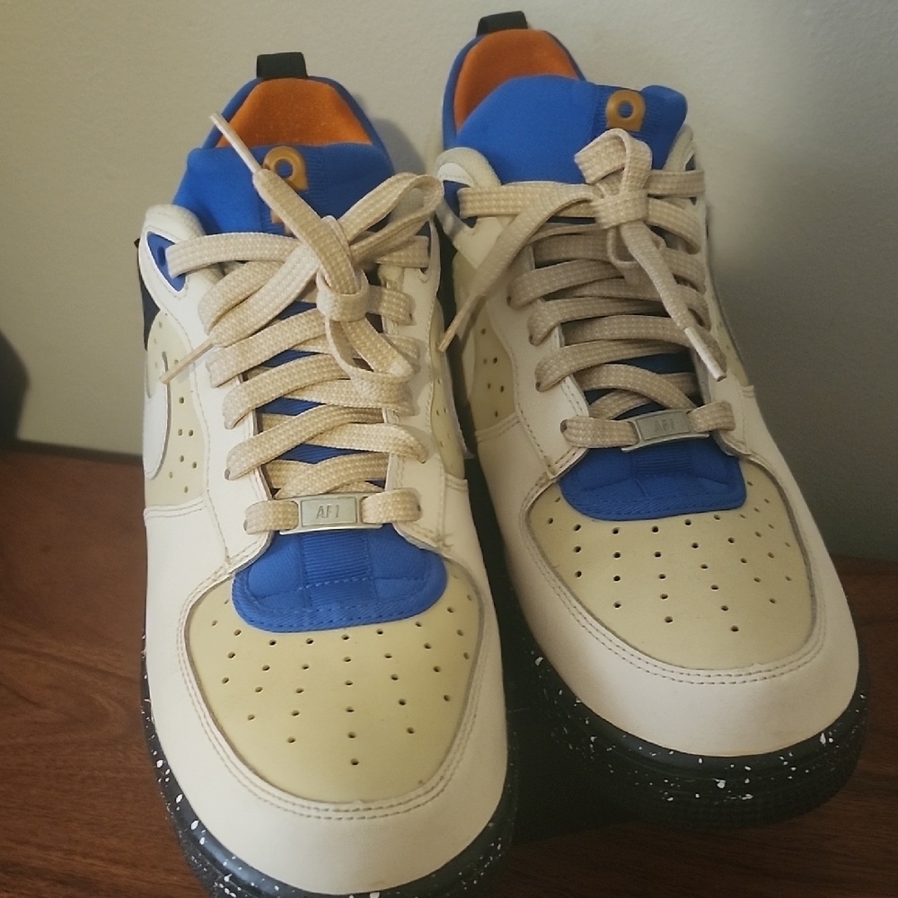 Nike AF1 Mowabb  Cream and Blue Retro Sneakers